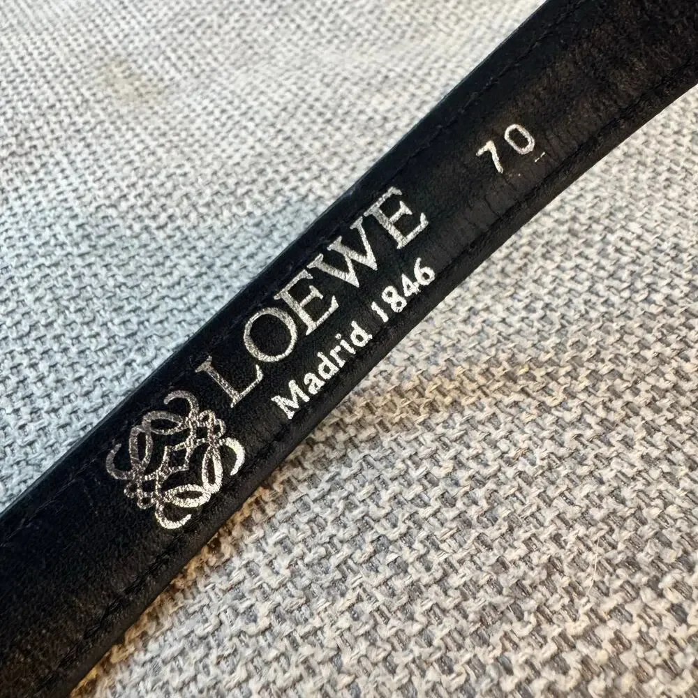 LOEWE calf leather Anagram logo Silver buckle belt Size 70 Spain Luxury Designer